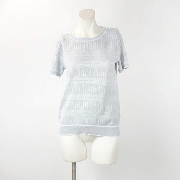 Banana Republic Medium Womens Light Gray Knit Short Sleeve Top - Picture 1 of 5